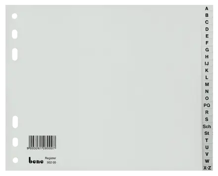 Register A-Z, Kunststoff