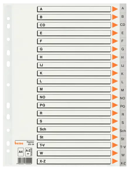 Register A-Z, Kunststoff